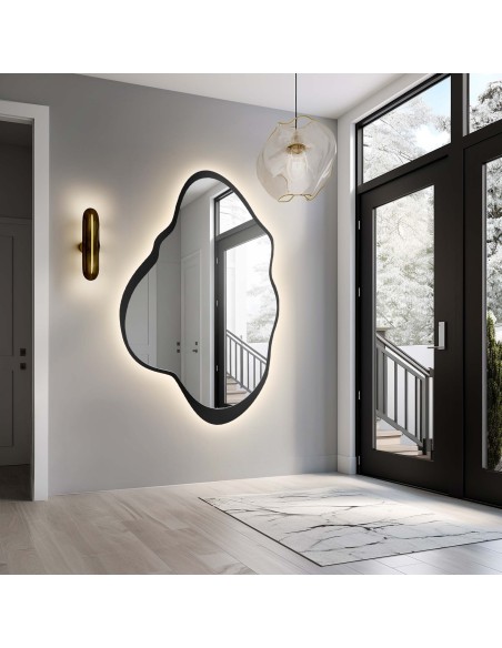 Lustro o nieregularnym kształcie w ramie mdf z podświetleniem - POCO W RAMIE LED