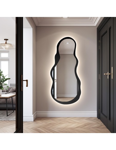 Lustro o nieregularnym kształcie w ramie mdf z podświetleniem- RISOL W RAMIE LED