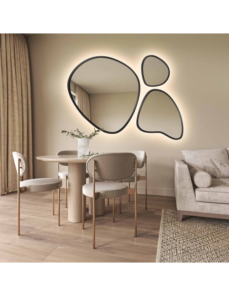 Zestaw trzech luster organicznych w ramie z podświetleniem - FLORA W RAMIE LED