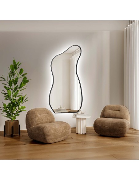 Lustro o organicznym kształcie w ramie z podświetleniem - ANGELIT W RAMIE LED