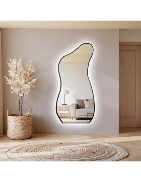 Lustro o organicznym kształcie w ramie z podświetleniem - ANGELIT W RAMIE LED