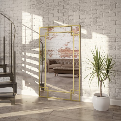 Lustro loft w złotej ramie...