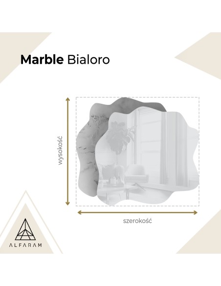Nieregularne lustro na biało złotym marmurze - MARBLE BIALORO