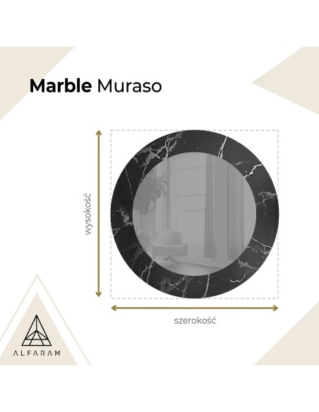Okrągłe lustro na czarno srebrnym marmurze - MARBLE MURASO