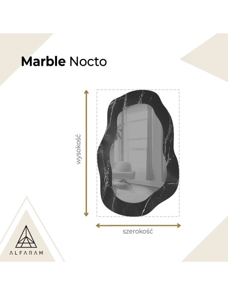 Nieregularne lustro na czarno złotym marmurze - MARBLE NOCTO