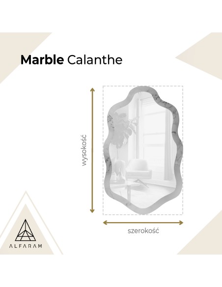 Nieregularne lustro na biało złotym marmurze - MARBLE CALANTHE