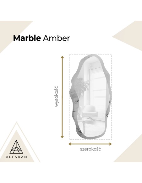 Nieregularne lustro na biało złotym marmurze - MARBLE AMBER
