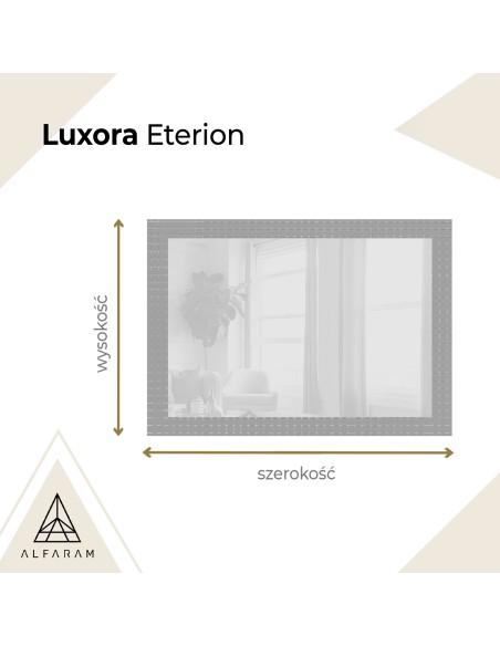 Prostokątne lustro na szkle ornamentowym master flex z podświetleniem - LUXORA ETERION LED