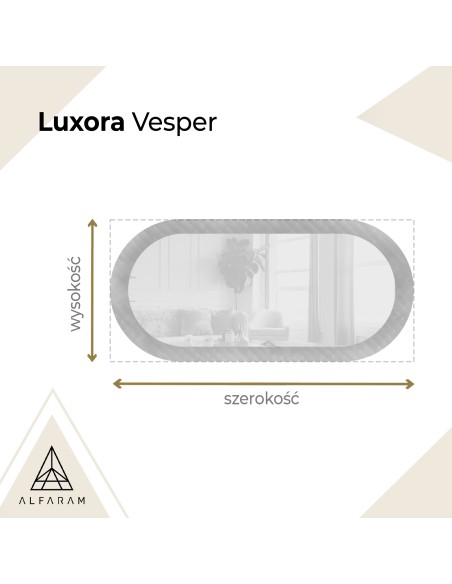 Owalne lustro na szkle ornamentowym master soft z podświetleniem - LUXORA VESPER LED
