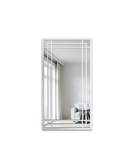 Lustro loft ze szprosami w białej ramie - BERNARD