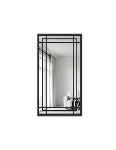 Lustro loft ze szprosami w czarnej...