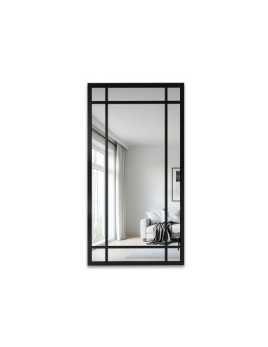 Lustro loft ze szprosami w czarnej...