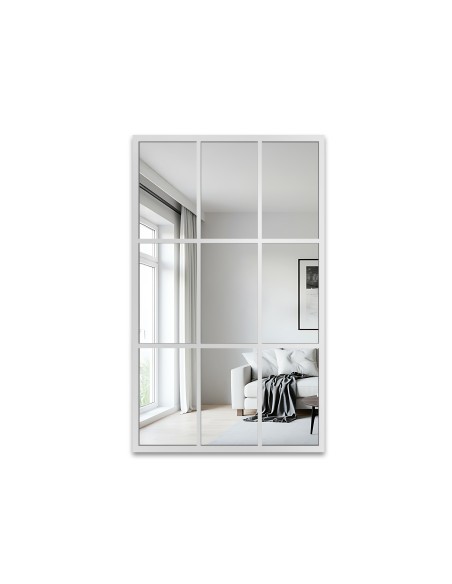 Lustro loft ze szprosami w białej ramie - HANA