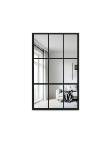Lustro loft ze szprosami w czarnej...