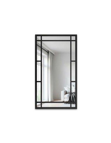 Lustro loft ze szprosami w czarnej...