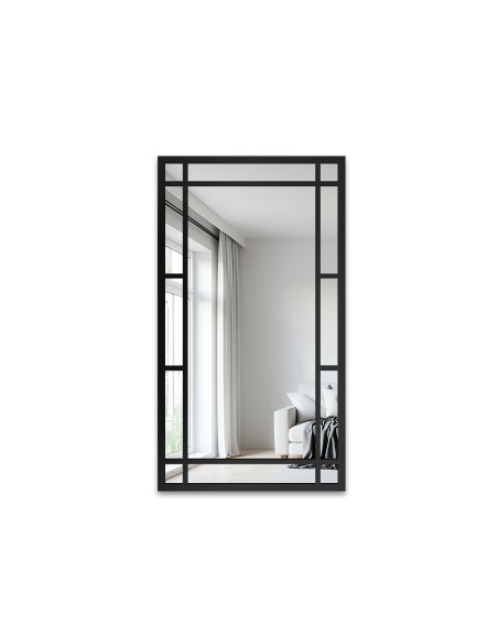 Lustro loft ze szprosami w czarnej ramie mdf - SET