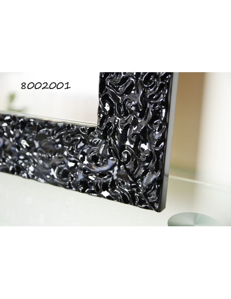 Lustro glamour w bogatej czarnej ramie w wysokim połysku - 8002001