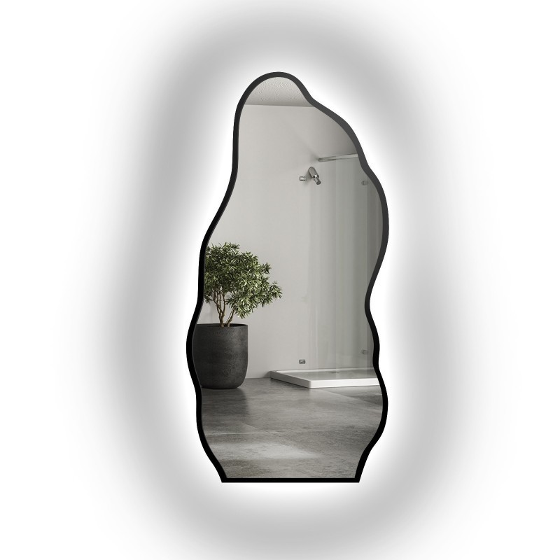 Lustro o organicznym kształcie w ramie z podświetleniem - AURO W RAMIE LED 2
