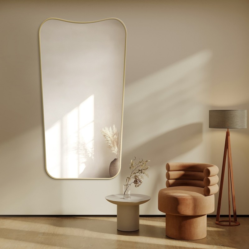 Lustro nieregularne w ramie złotej MDF SLIM - ELIZABETH