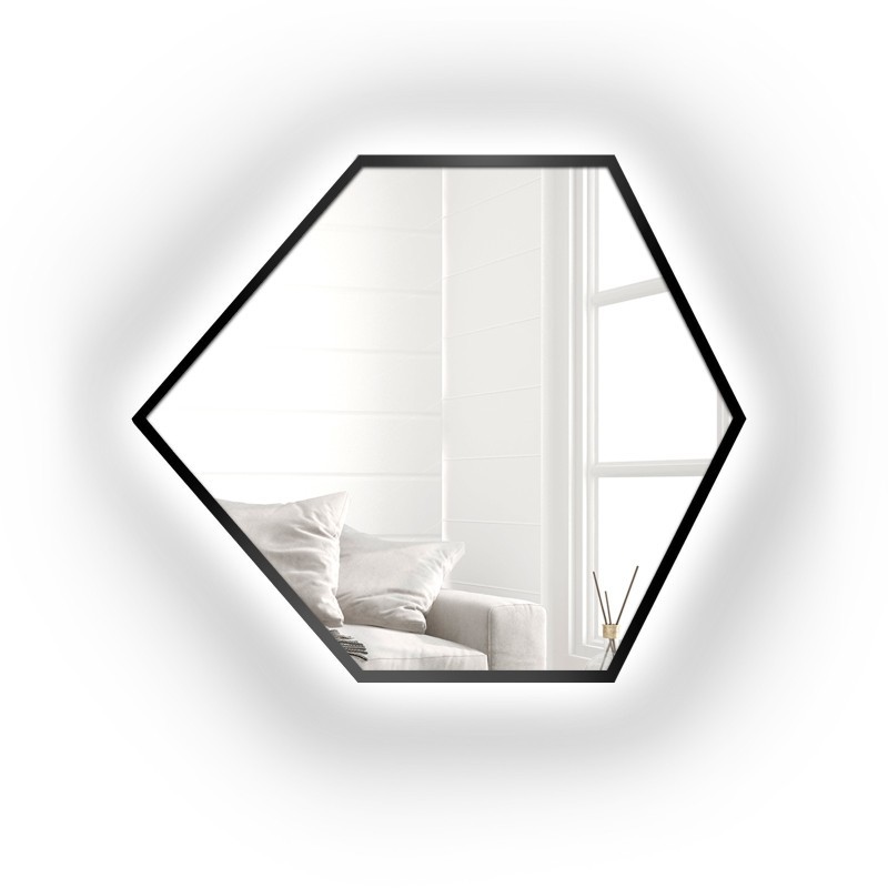 Lustro o geometrycznym kształcie w ramie z podświetleniem – GEOME W RAMIE LED