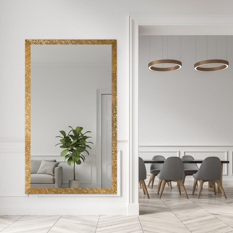 Lustro glamour w bogatej złotej ramie w wysokim połysku - 8002002
