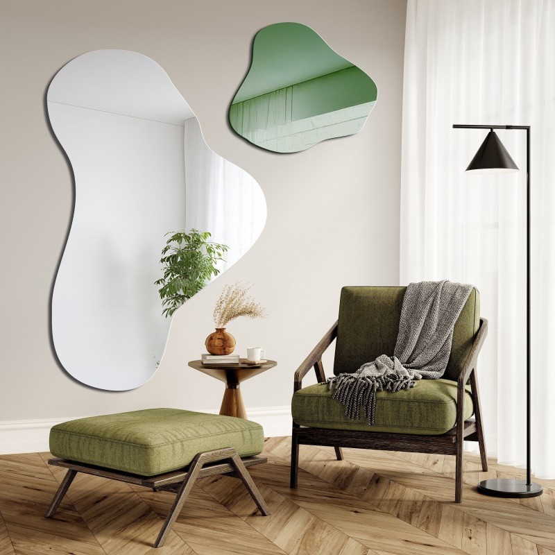 Nieregularne lustro zielone - LEAFY GREEN