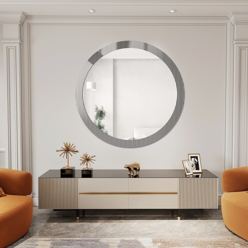Dekoracyjne okrągłe lustro na szkle ornamentowym visiosun classic - LUXORA GLIMMER