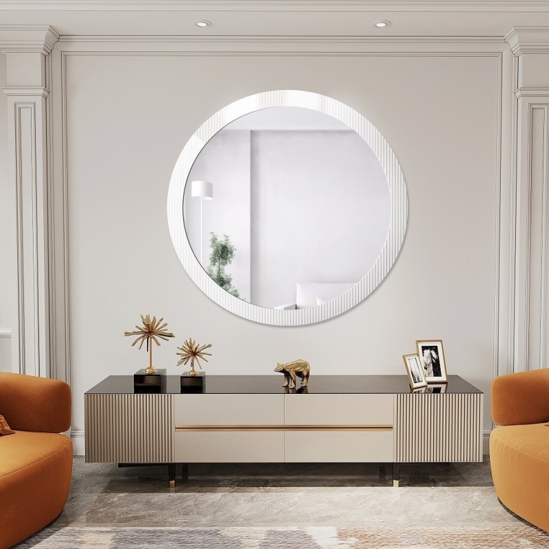 Dekoracyjne okrągłe lustro na szkle ornamentowym visiosun classic - LUXORA GLIMMER