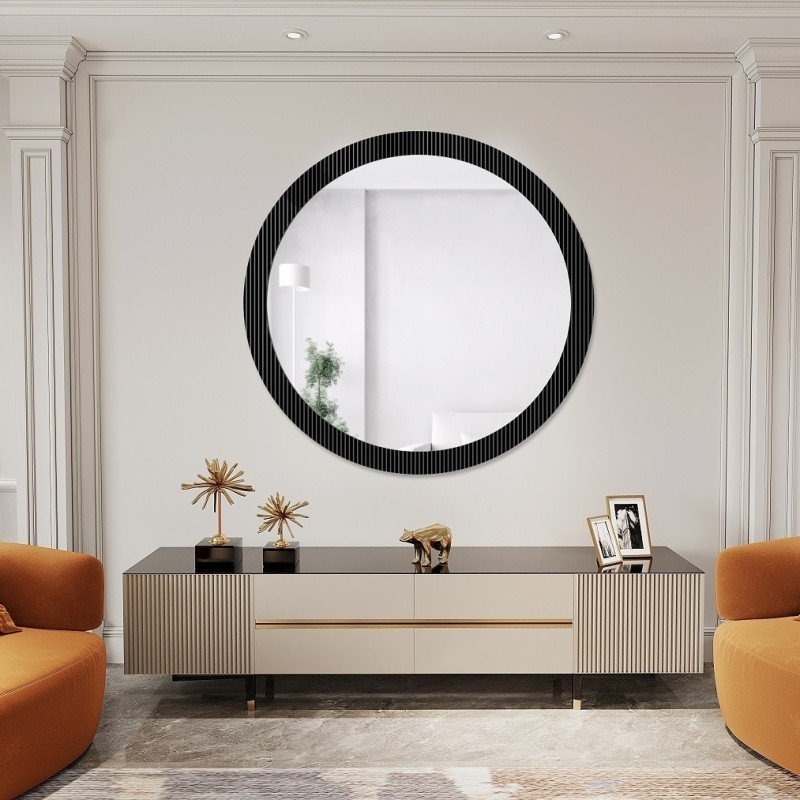 Dekoracyjne okrągłe lustro na szkle ornamentowym visiosun classic - LUXORA GLIMMER