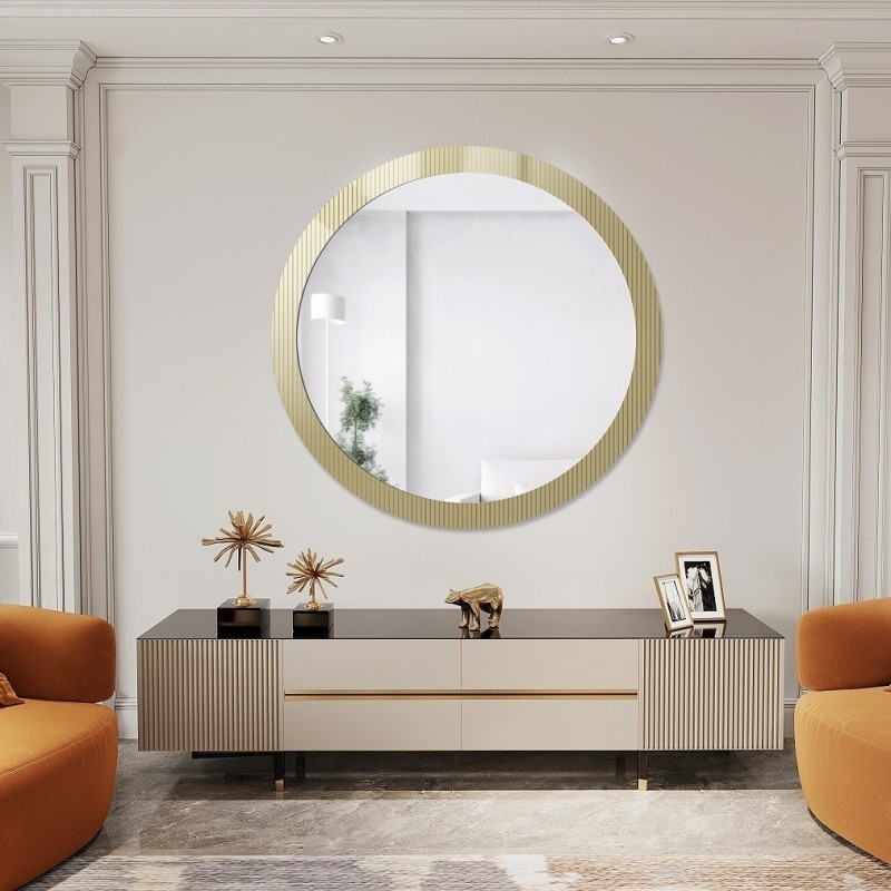 Dekoracyjne okrągłe lustro na szkle ornamentowym visiosun classic - LUXORA GLIMMER