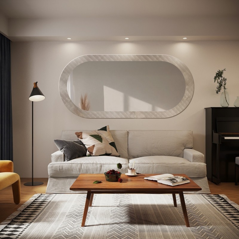 Dekoracyjne owalne lustro na szkle ornamentowym master soft - LUXORA VESPER