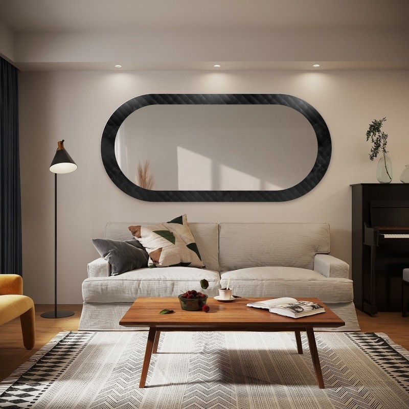 Dekoracyjne owalne lustro na szkle ornamentowym master soft - LUXORA VESPER
