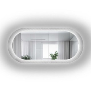 Owalne lustro na szkle ornamentowym master soft z podświetleniem - LUXORA VESPER LED