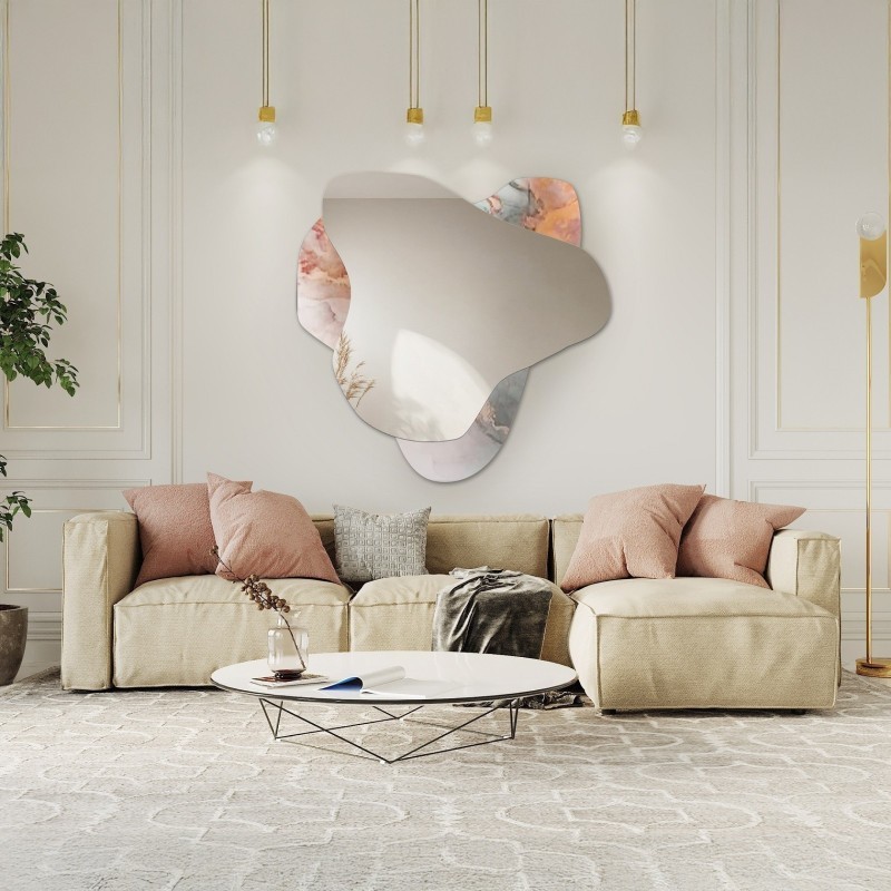 Nieregularne lustro na różowym marmurze - MARBLE FIORATO
