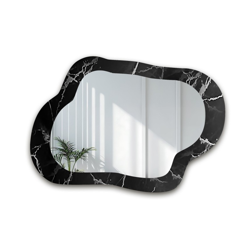 Nieregularne lustro na czarno srebrnym marmurze - MARBLE GRISO