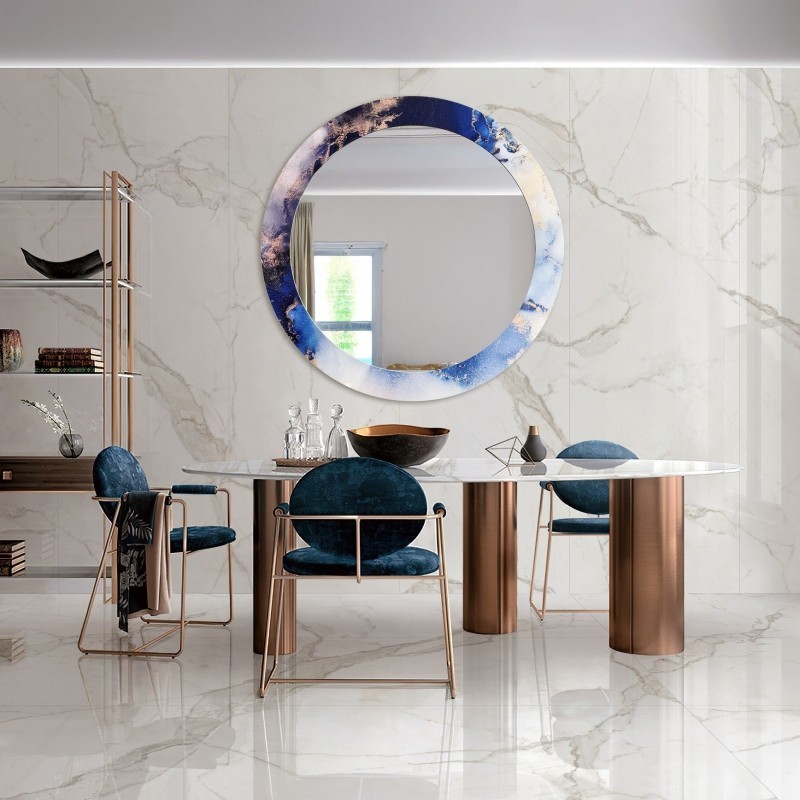 Okrągłe lustro na niebieskim marmurze - MARBLE IRIS