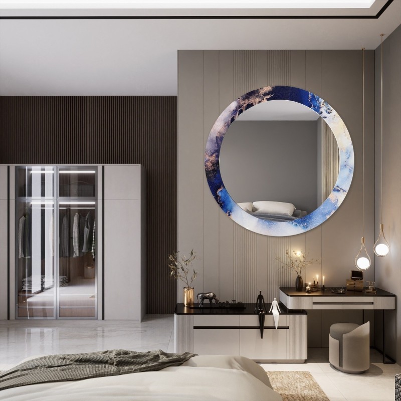 Okrągłe lustro na niebieskim marmurze - MARBLE IRIS