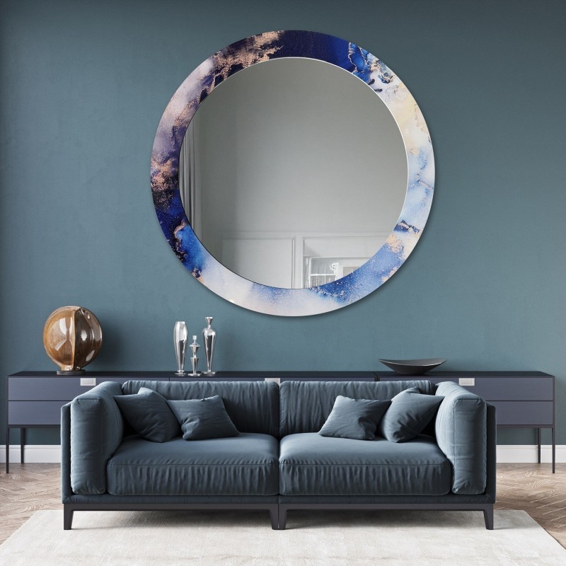 Okrągłe lustro na niebieskim marmurze - MARBLE IRIS
