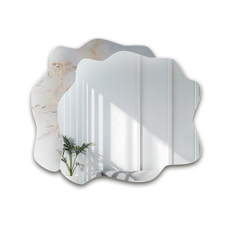 Nieregularne lustro na biało złotym marmurze - MARBLE BIALORO