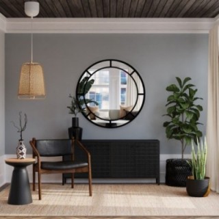 Lustro okrągłe loft ze szprosami mdf - MONA