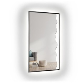 Lustro dekoracyjne w czarnej ramie MDF z podświetleniem - WIENA W RAMIE LED