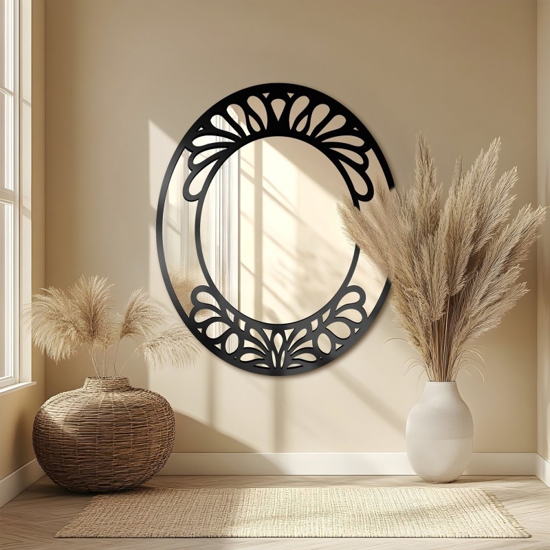 Lustro owalne z ażurowym dekorem MDF – VERONELLE BELIRE 125x150