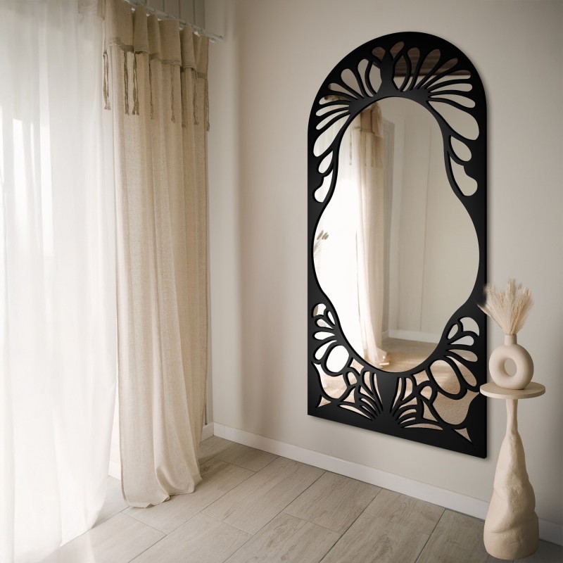 Lustro półowalne z ażurowym dekorem MDF – VERONELLE FIORE 90X200