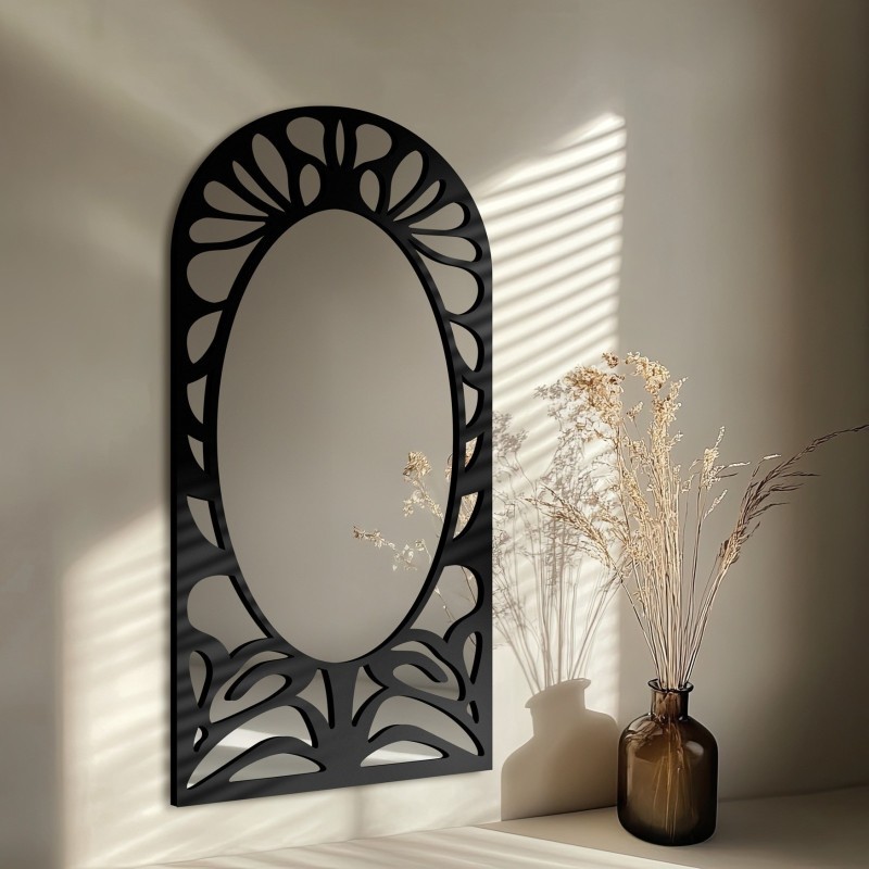 Lustro półowalne z ażurowym dekorem MDF – VERONELLE ROSAVA 95x200