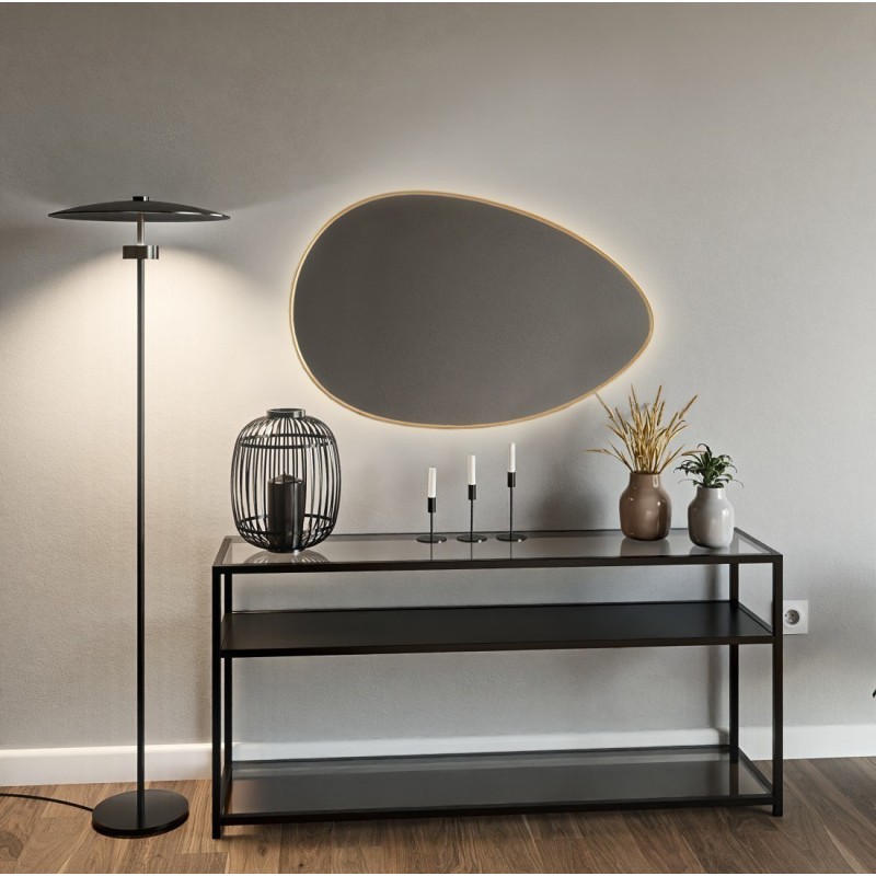 Lustro organiczne w ramie złotej MDF SLIM z podświetleniem - ZOE LED
