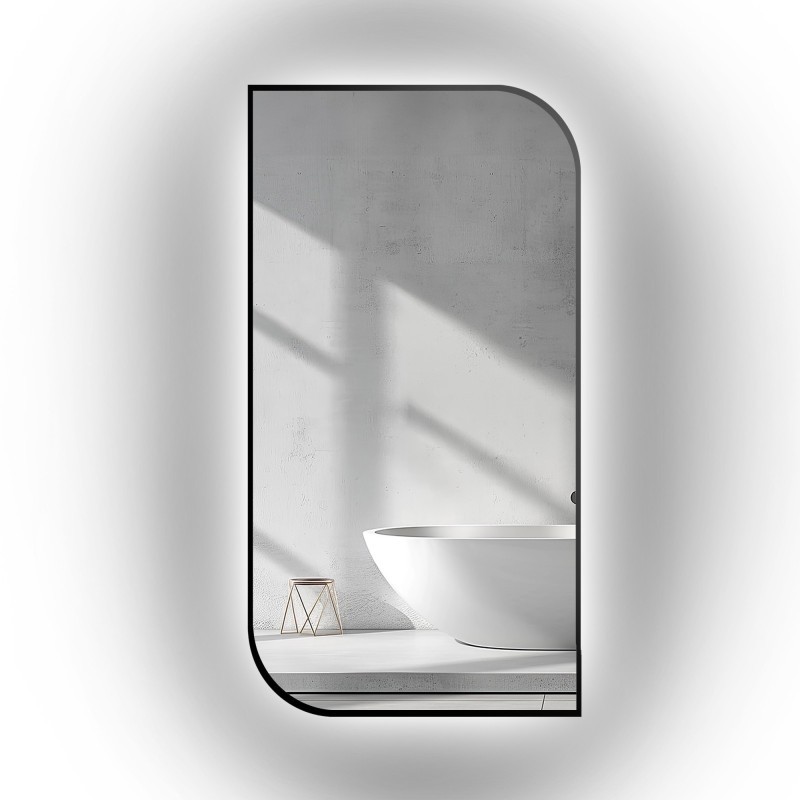 Lustro w ramie czarnej MDF SLIM z podświetleniem - ŁEZKA LED - kolor ramy do wyboru