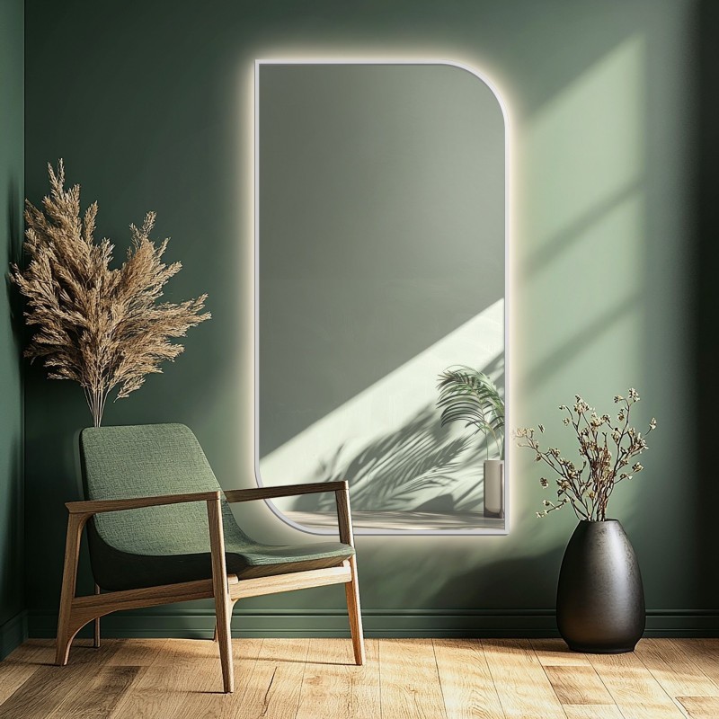 Lustro w ramie czarnej MDF SLIM z podświetleniem - ŁEZKA LED - kolor ramy do wyboru