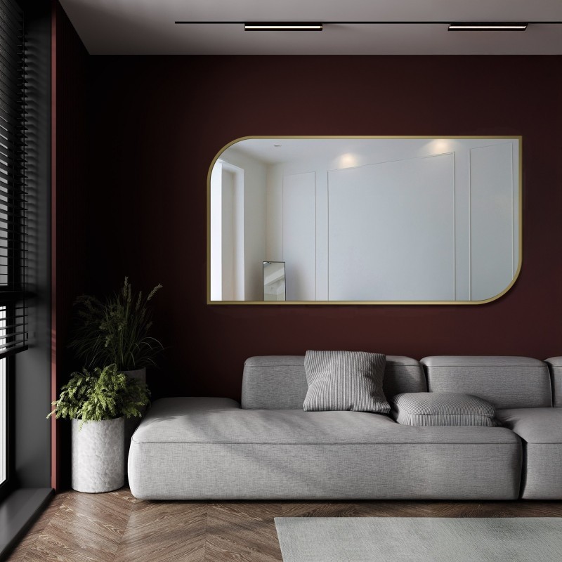 Lustro w ramie złotej MDF SLIM - ŁEZKA