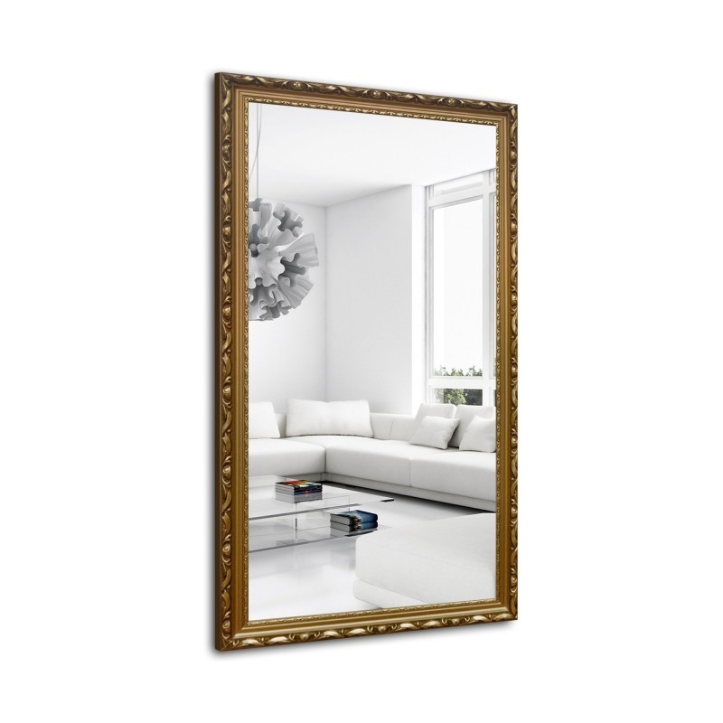 Lustro w złotej ornamentowej ramie drewnianej - 5004003