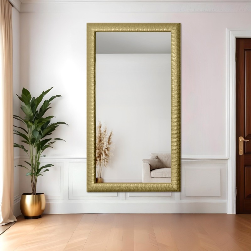 Nowoczesne lustro w bogatej drewnianej ramie - 7005 - kolor ramy do wyboru